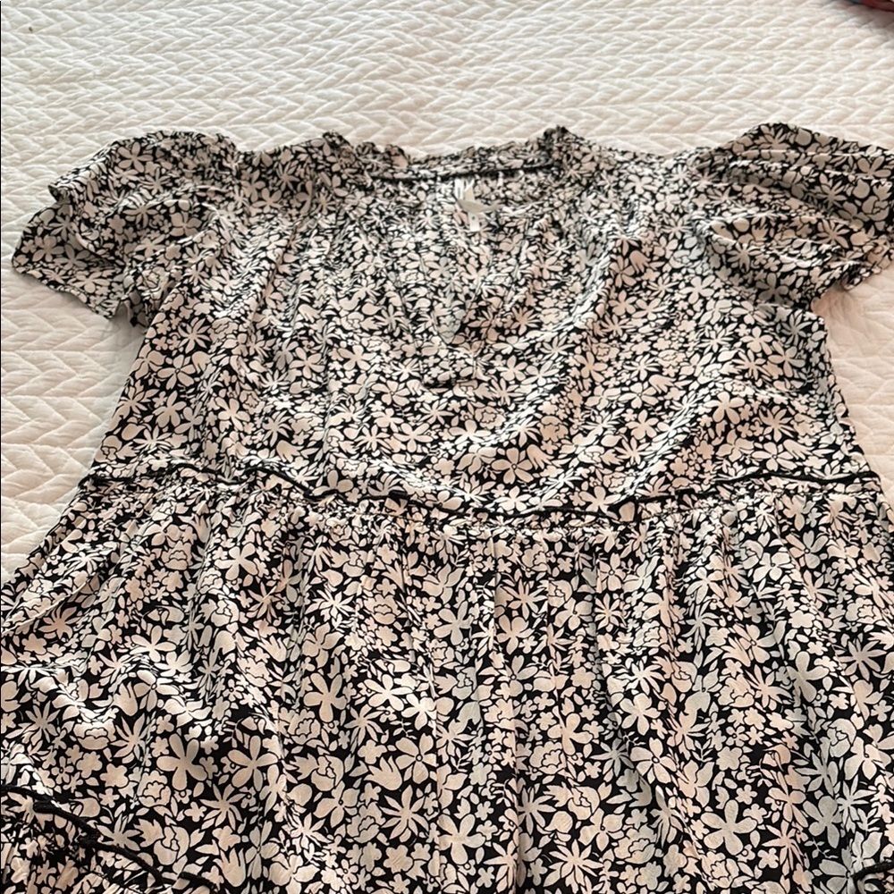 Anthropologie Black and White Floral Blouse